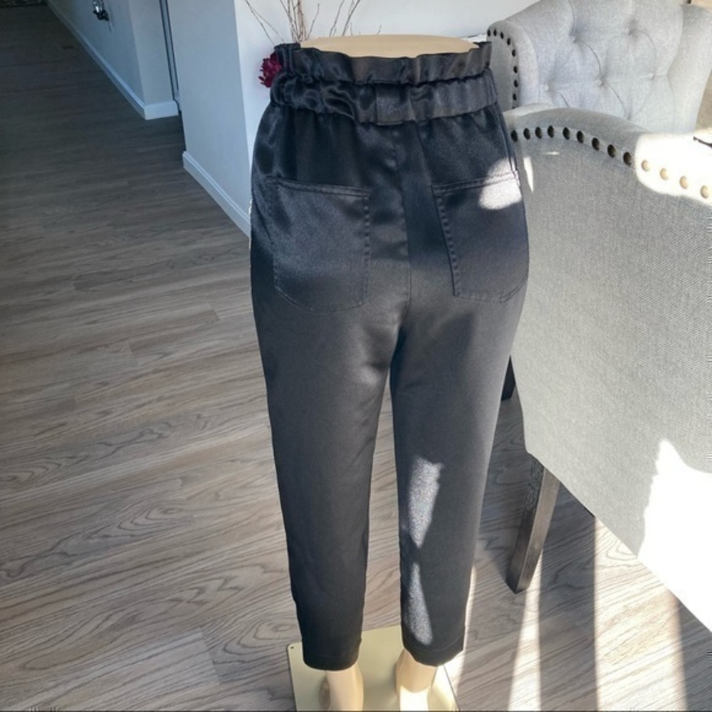 ✨ Express Black Skinny Tapered Trouser Silk Satin Pants rhinestone leg XS - Picture 5 of 8